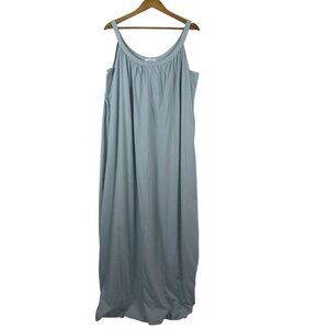 StitchDrop Women’s Sky Blue Sleeveless Gathered Maxi Tank Dress Size L Summer